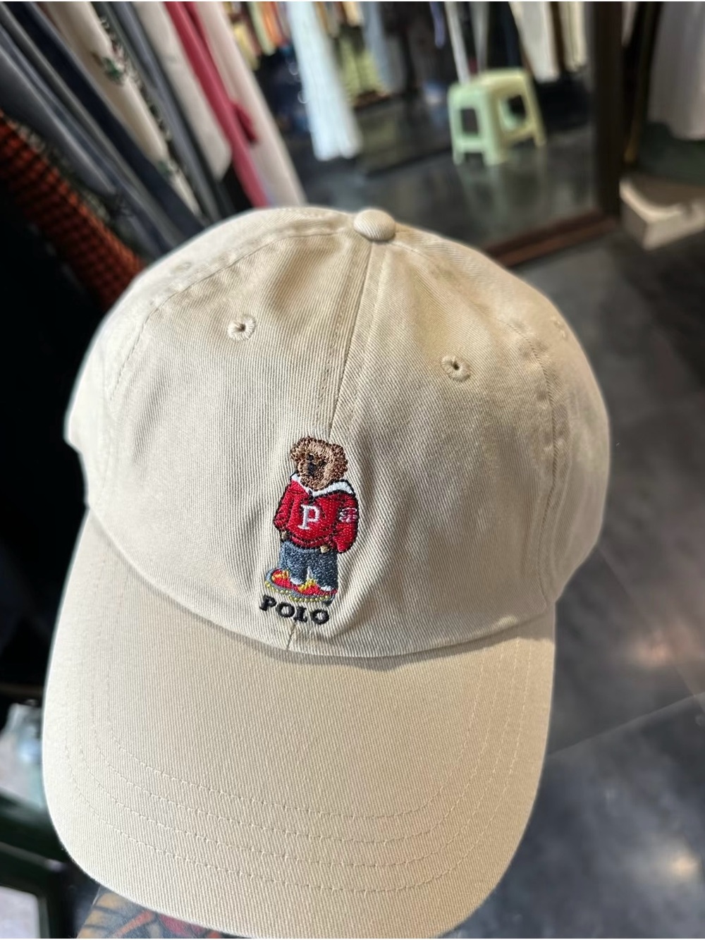 Polo by Ralph Lauren Tan Baseball Cap with Polo Bear Embroidery
